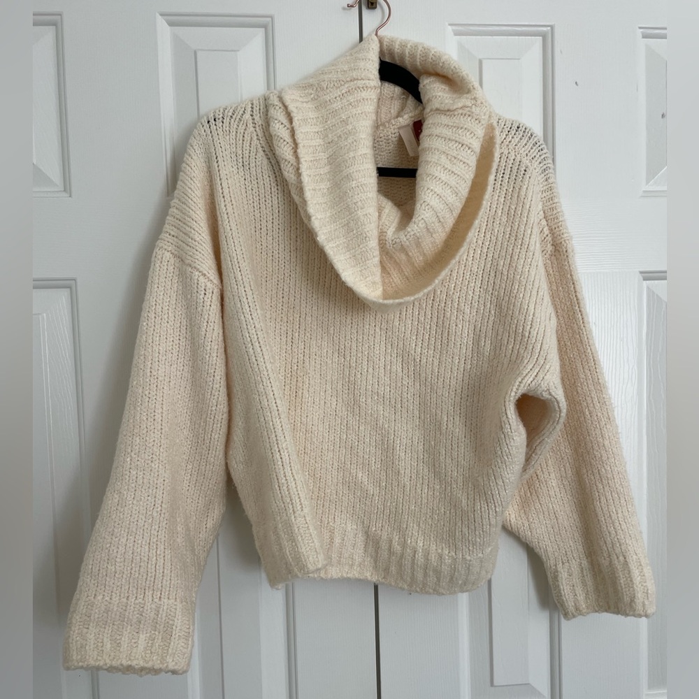 Pilcro cream cowl neck sweater, size medium.